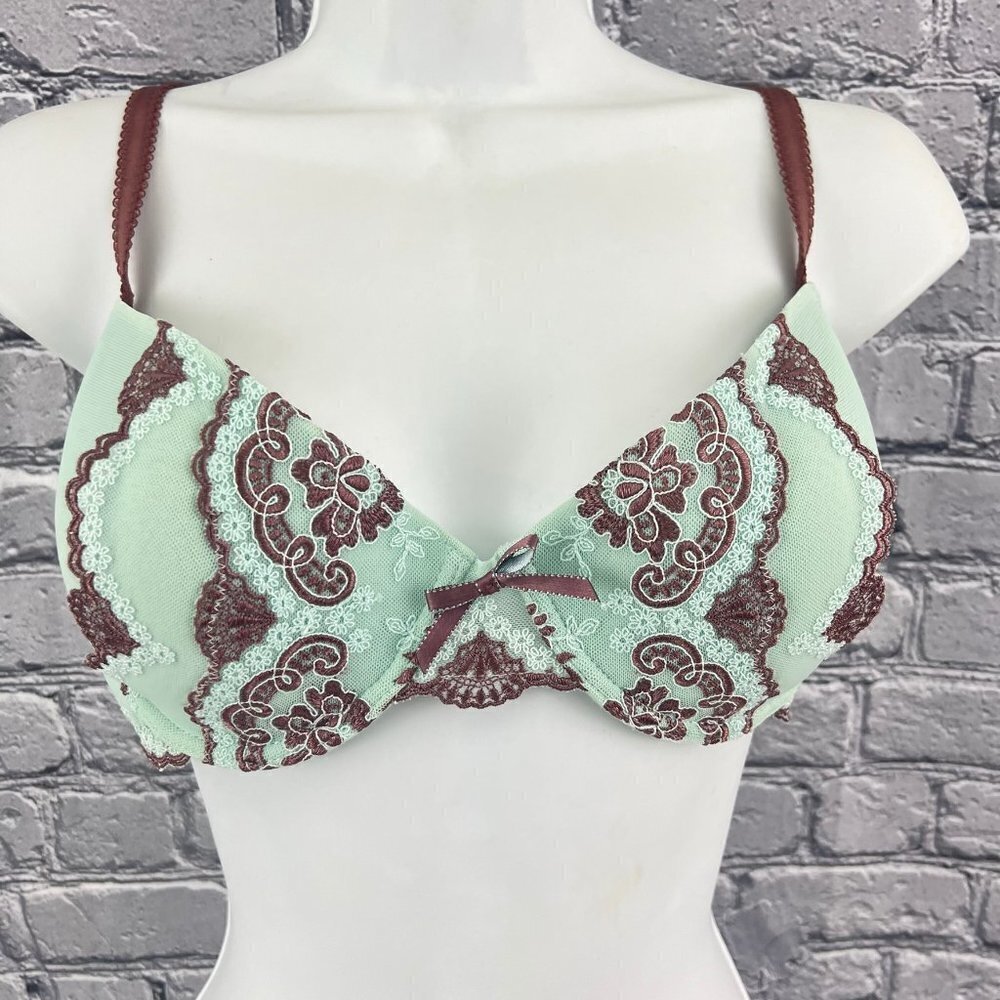 PFIFF‎ UW Blue Brown Lace Bra 38B   NWT Gorgeous